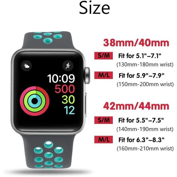 4 Silicone Sport Strap iWatch Band For Apple Watch Series SE 6 5 4 3 2 1 42 44mm - Picture 7 of 12